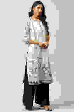 White Cotton Straight Kurta image number 3