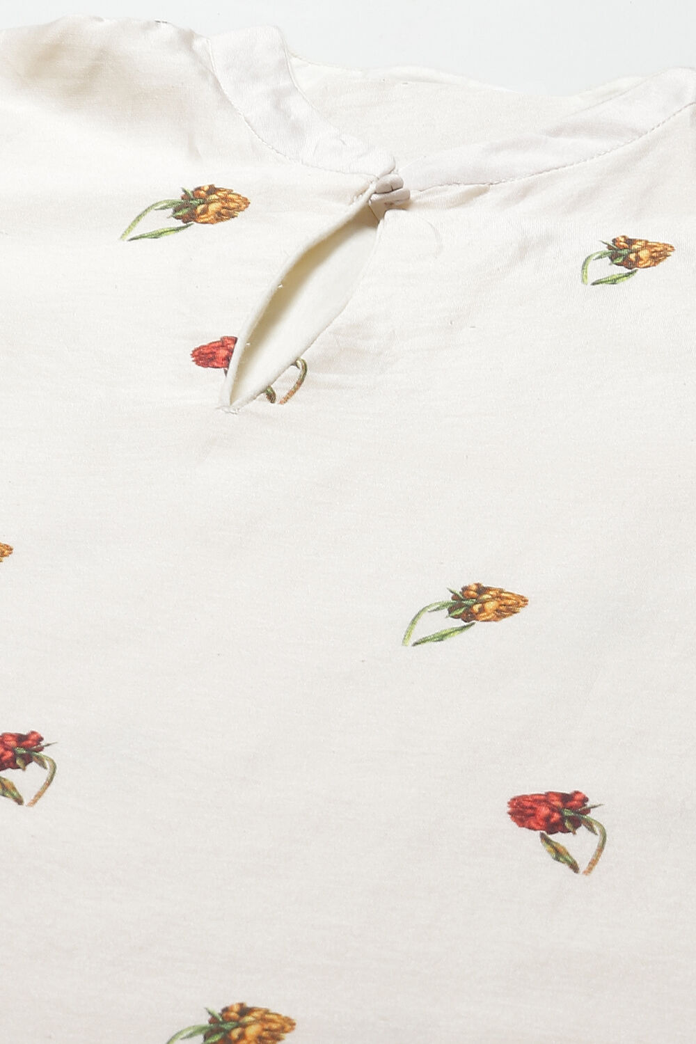 Off White Cotton Silk Straight Printed Suit Set image number 1