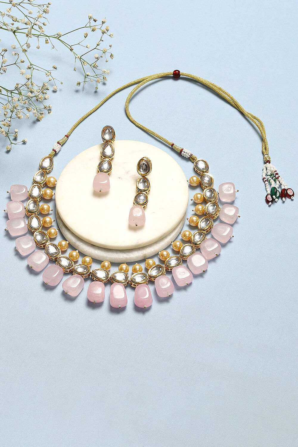 Light Pink Brass Necklace Set image number 0