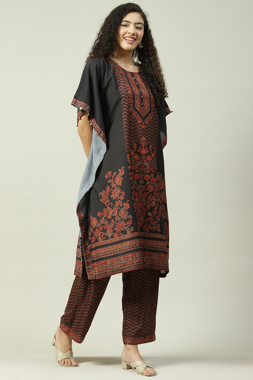 Beige Polyester Kaftan Set image number 5