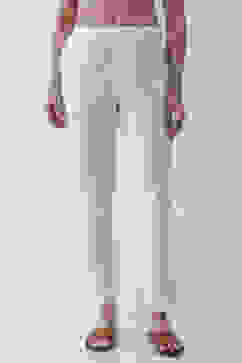 White Cotton Solid Fitted Pants image number 4