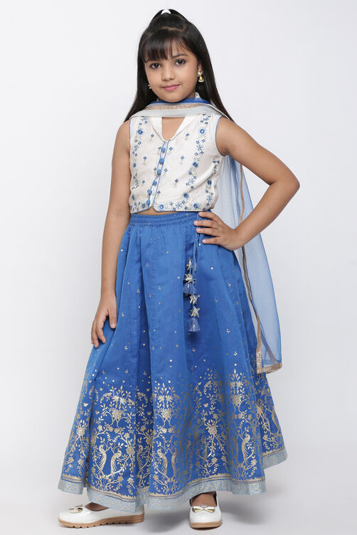 Blue Cotton Lehenga Set image number 4