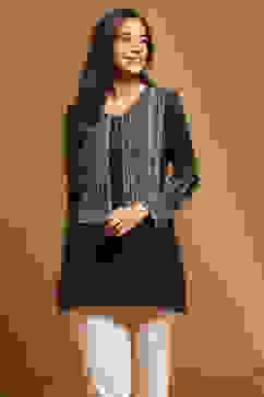 Black Polyester Straight Short Kurti image number 5