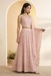 Pink Viscose Rayon Embellished Kalidar Lehenga Set image number 3