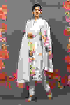 Rohit Bal Cream Cotton Blend Straight Kurta Suit Set image number 5