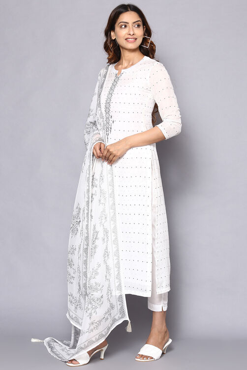 Black And White Muslin Easy Stitch Suit Set image number 4