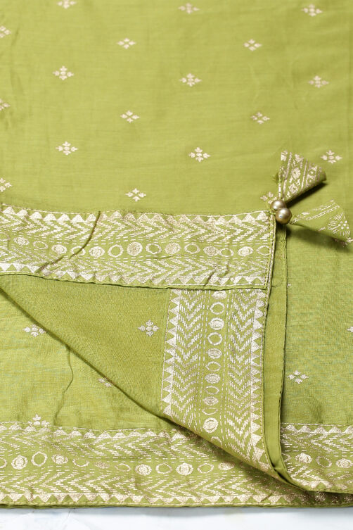 Green Cotton Kalidar Kurta Churidar Suit Set image number 2