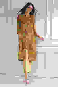 Yellow Floral Printed Straight Kurta image number 0