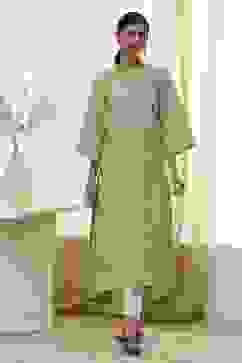 Green Pure Cotton Printed Straight Kurta image number 0