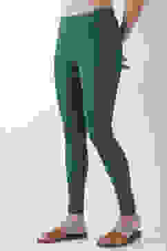 Green Cotton Lycra Solid Fitted Leggings image number 2