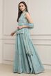 Powder Blue Cotton Printed Lehenga Set image number 3
