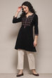 Black Daffodil Straight Yarndyed Kurta