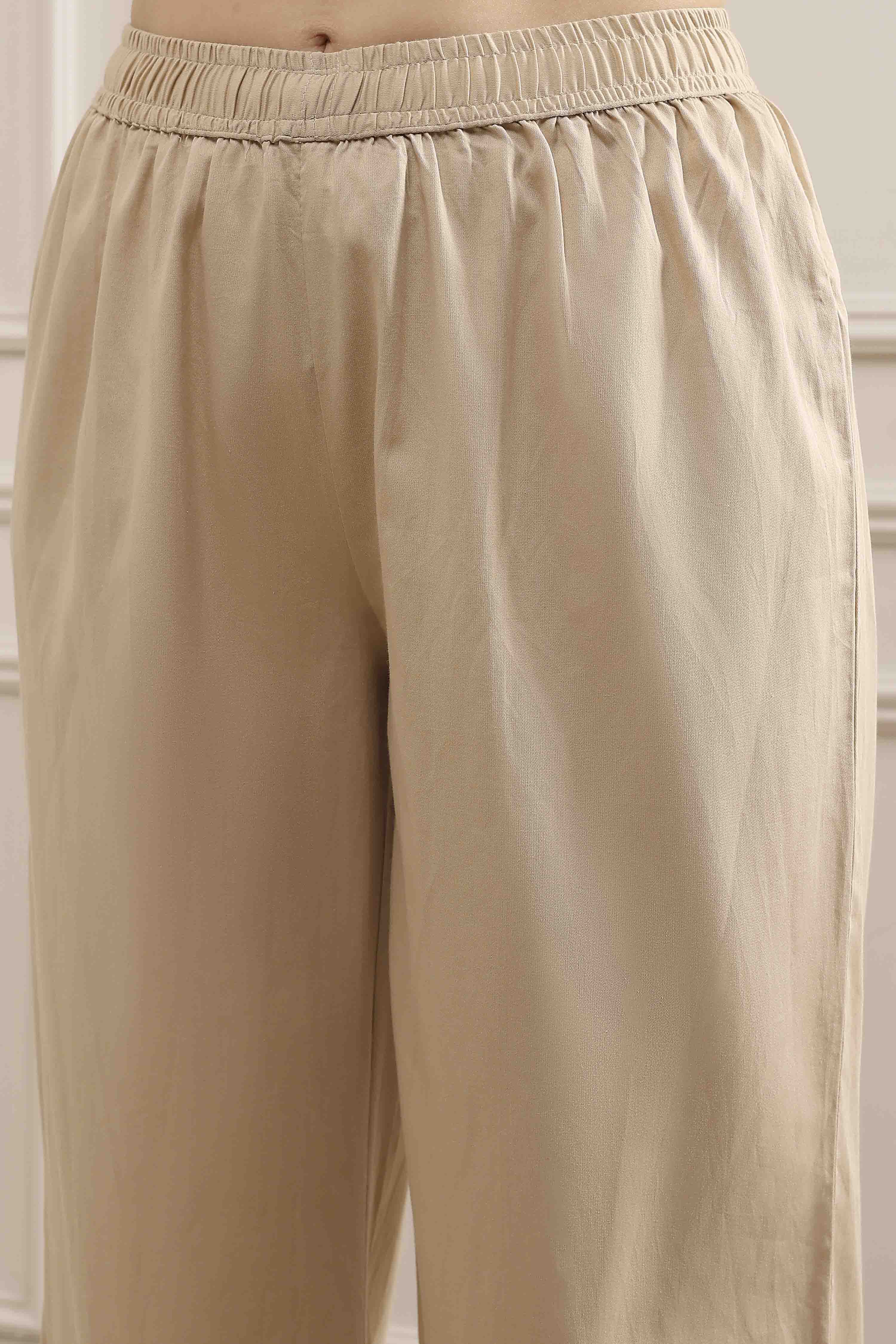 Natural White Chanderi Embroidered Straight Suit Set image number 2