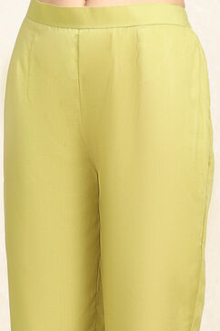 Lime Green Linen Blend Unstitched Suit Set image number 3