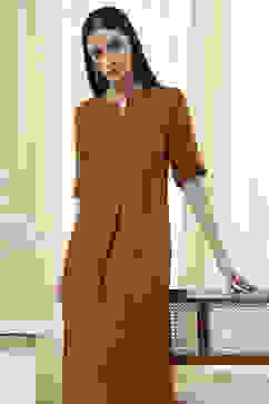 Brown Solid Straight Kurta Set image number 7