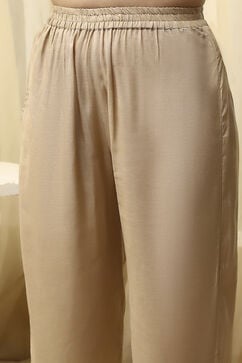 Beige Tissue Printed Unstitched Suit Set image number 3