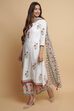 White Cotton A-Line Kurta Palazzo Suit Set image number 5