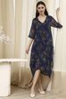 Blue Georgette Printed Asymmetric Dress image number 0
