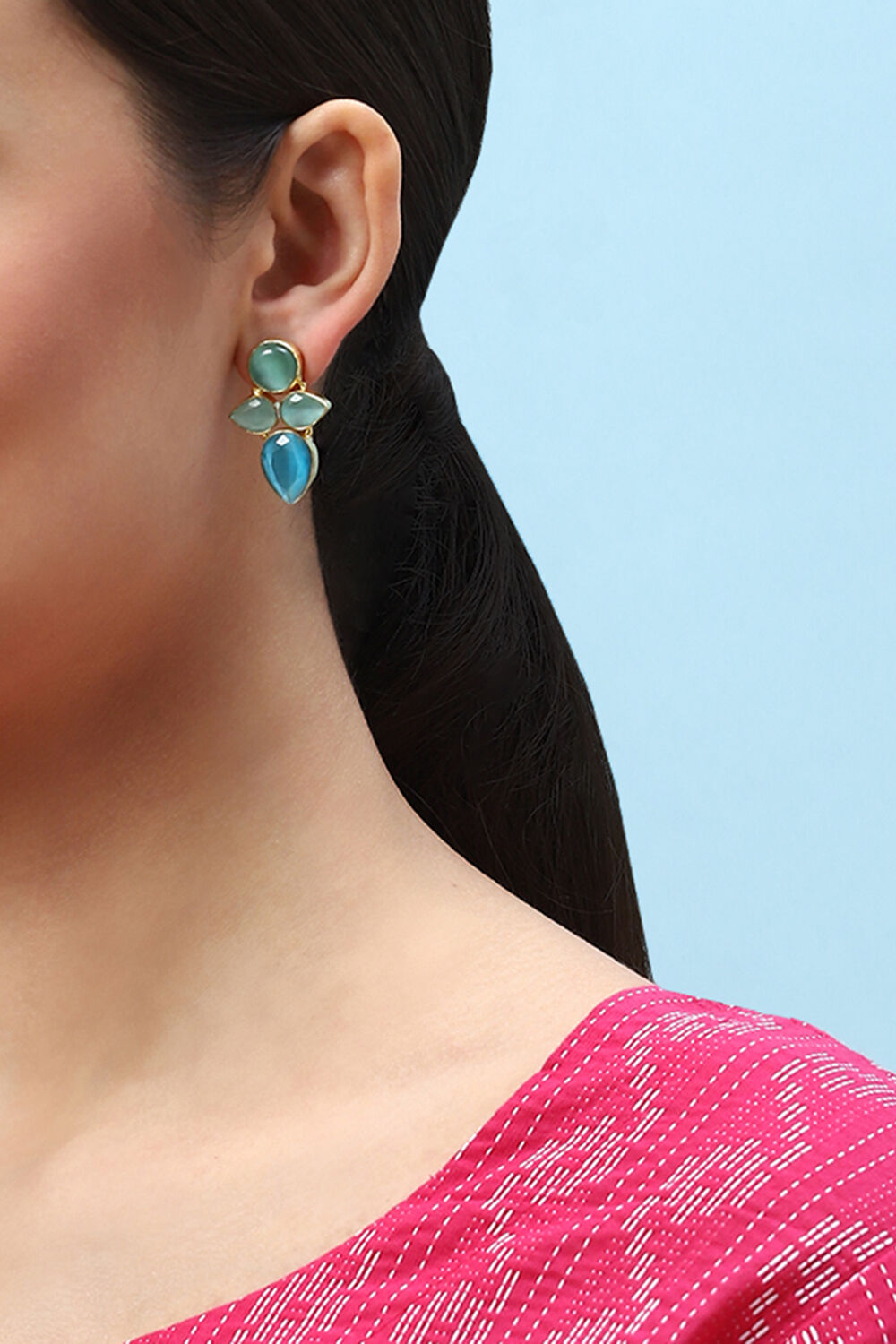 Blue Brass Earrings image number 1