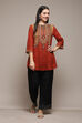 Brown LIVA Straight Printed Kurti image number 0