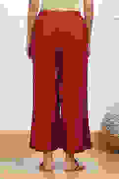 Maroon Viscose Solid Straight Palazzo image number 5