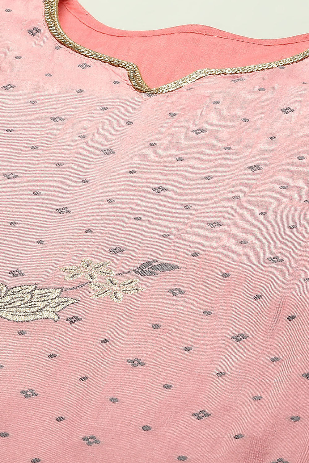 Blue Chanderi Unstitched Suit Set image number 2