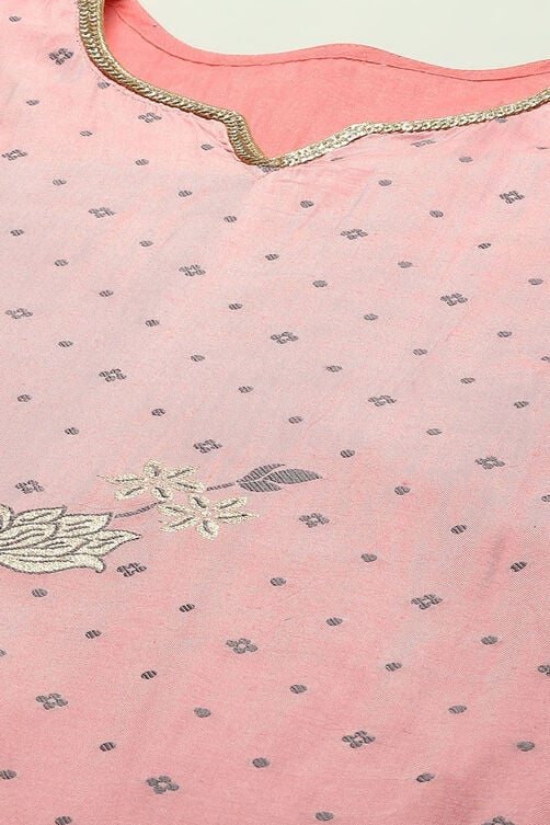 Blue Chanderi Unstitched Suit Set image number 2