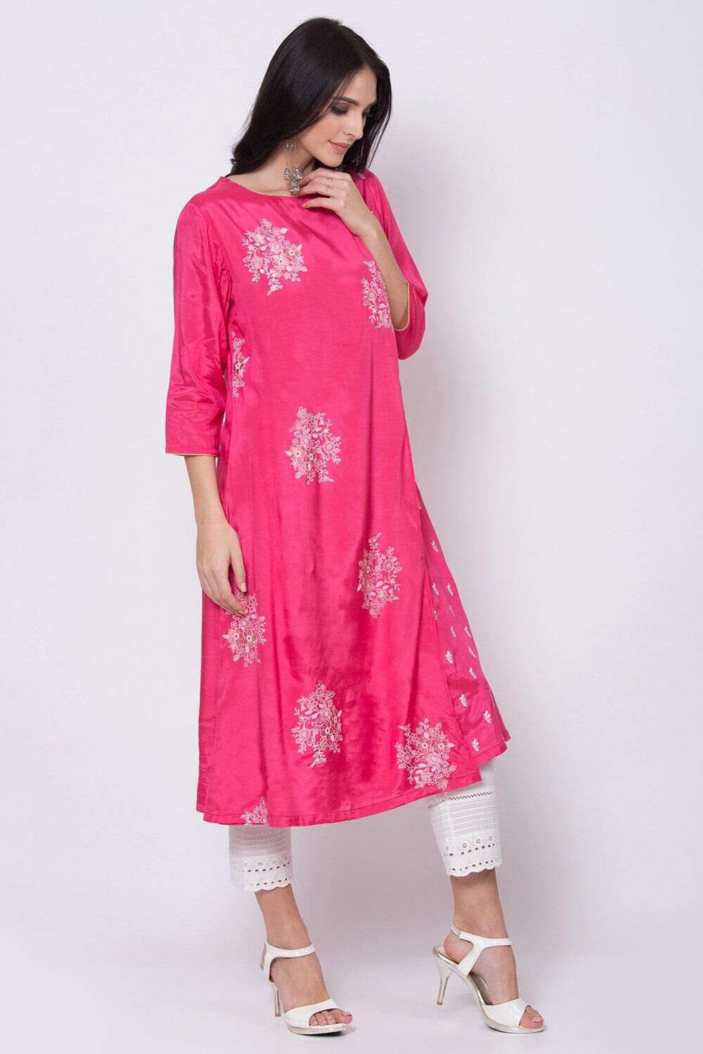 Fuschia A Line Kurta image number 3