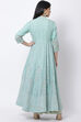 Mint Green Cotton Anarkali Kurta Lehenga Suit Set image number 4