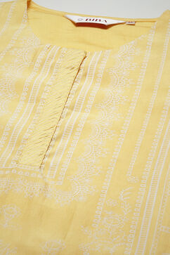 Yellow Viscose Straight Printed Kurta image number 5