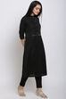 Black Cotton Flax Straight Kurta image number 4