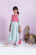 Sky Blue And Pink Cotton Anarkali Suit image number 4