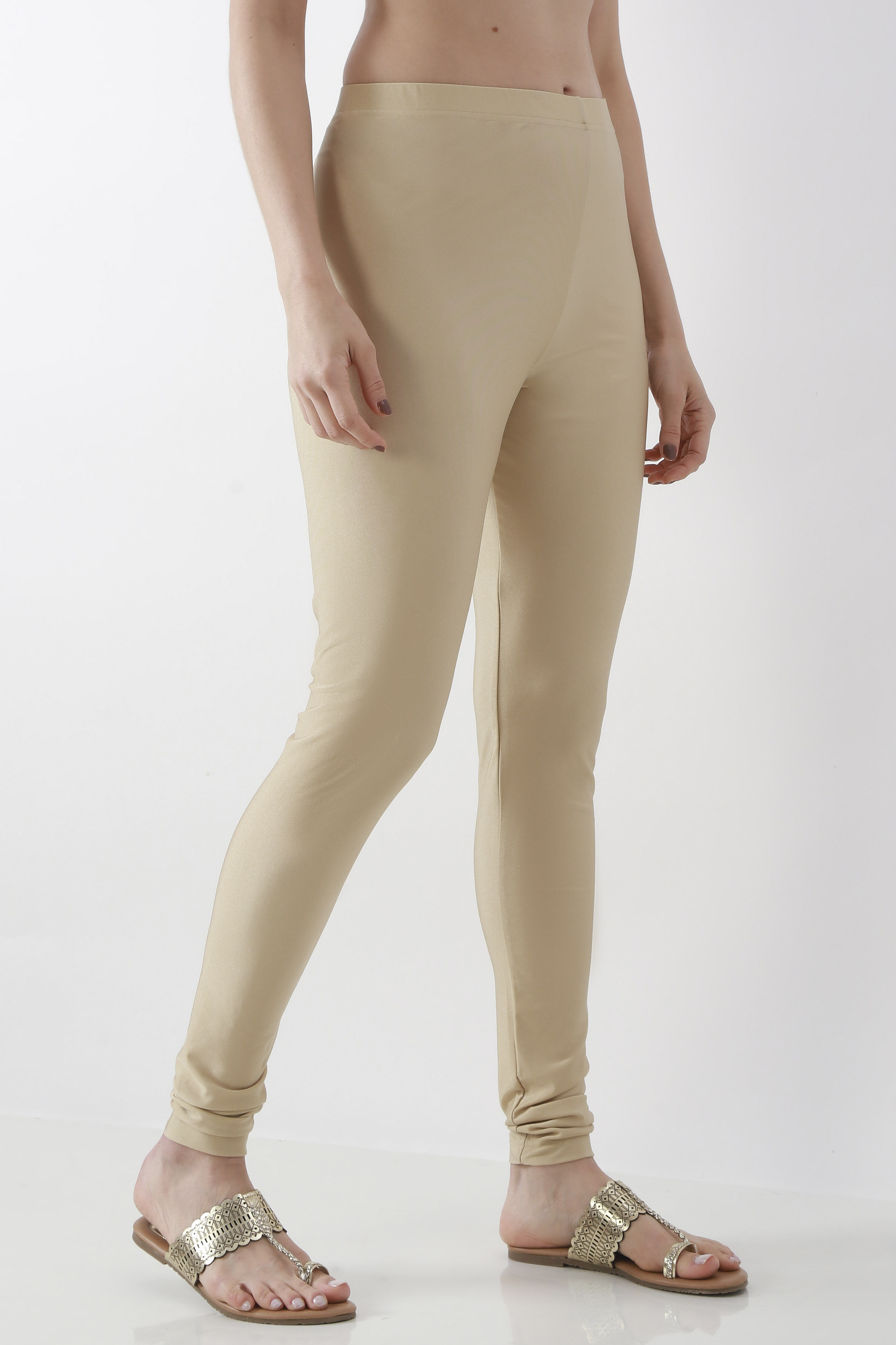 Gold Nylon Blend Leggings image number 3