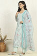 Sea Green Linen Unstitched Suit Set image number 4