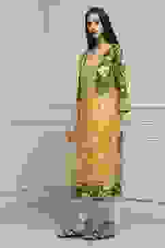 Olive Green LIVA Straight Printed Kurta image number 2