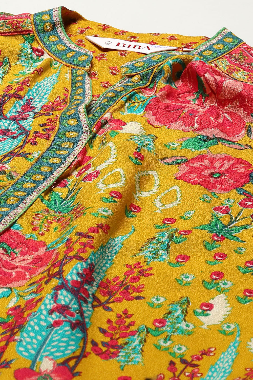 Teal LIVA Straight Printed Kurta image number 1