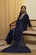 Navy Blue Viscose Rayon Yoke Design Straight Kurta Set image number 0
