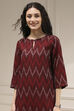 Maroon Cotton Ikat Straight Kurta image number 1