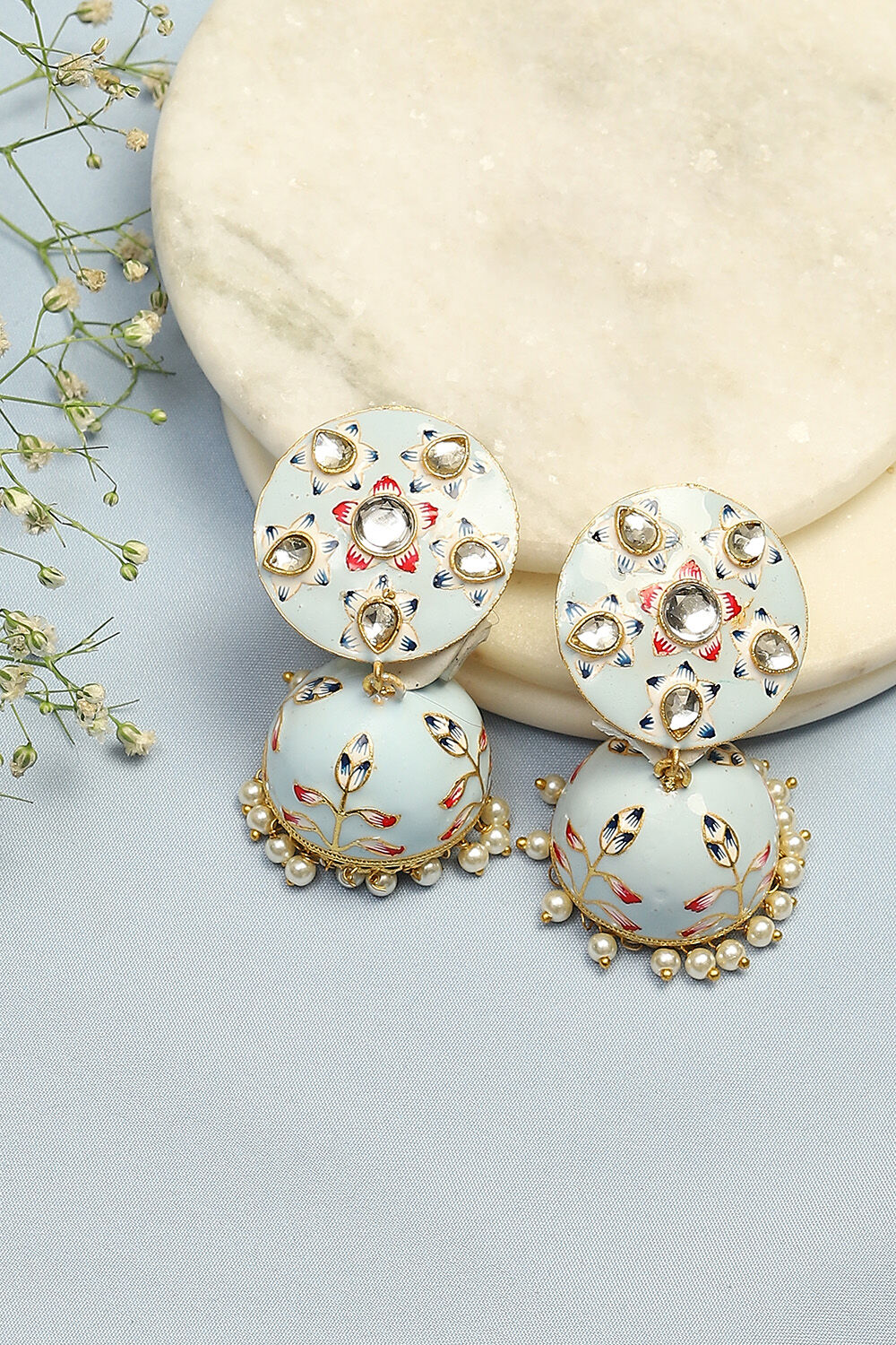 Light Blue Brass Earrings image number 0