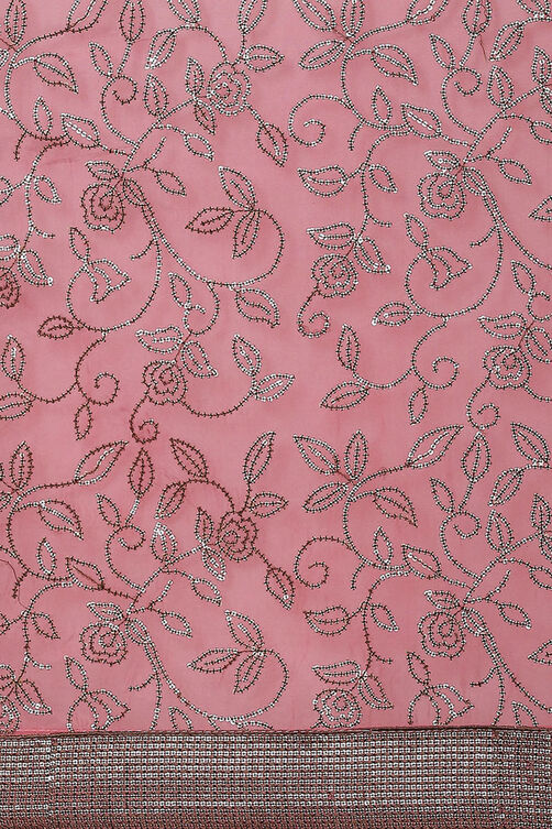 Pink Organza Satin Unstitched Suit Set image number 3