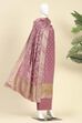 Purple Jacquard Traditional Weaving Unstitched Suit Set image number 4