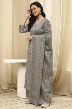 Assorted Cotton Hand Block Print Unstitched Suit Set image number 4