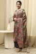 Grey Tissue Printed Embroidered Unstitched Suit Set image number 4