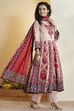 Beige Cotton Printed Anarkali Kurta Set image number 5
