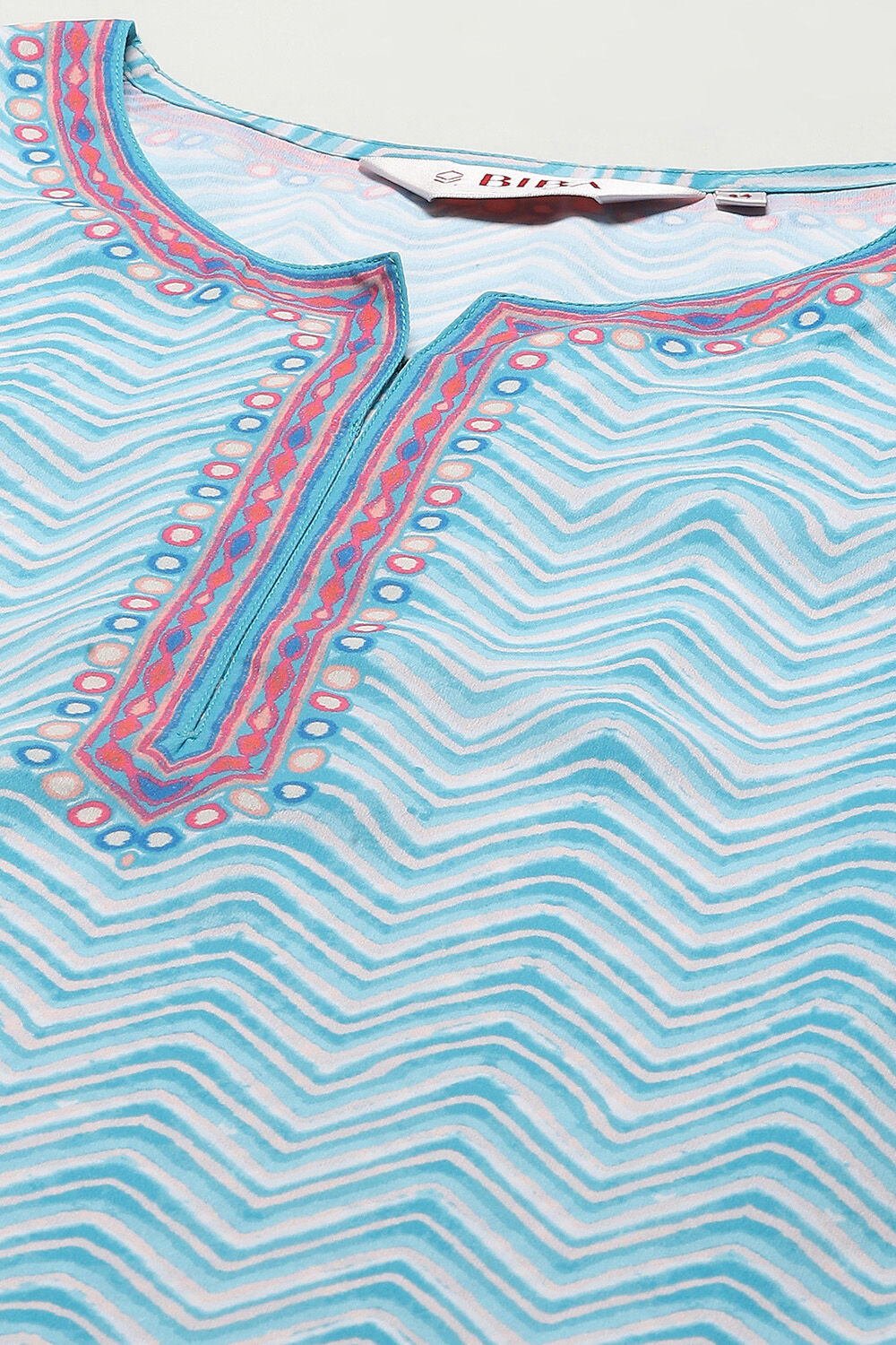 Blue Pink Polyester Straight Kurti image number 1