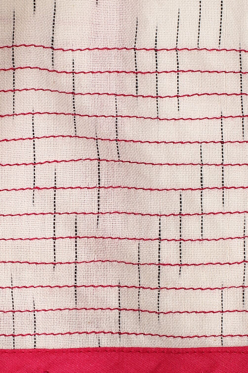 Off White Cotton Yarndyed Scarf image number 1