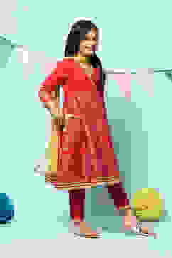 Maroon Polyester Front Open Printed Kurta Palazzo Suit Set image number 6