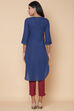 Blue Cotton Solid Kurti image number 4