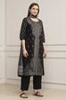 Black Polyester Straight Suit Set image number 5
