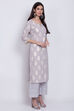 Lime Yellow Cotton Straight Printed Kurta image number 3